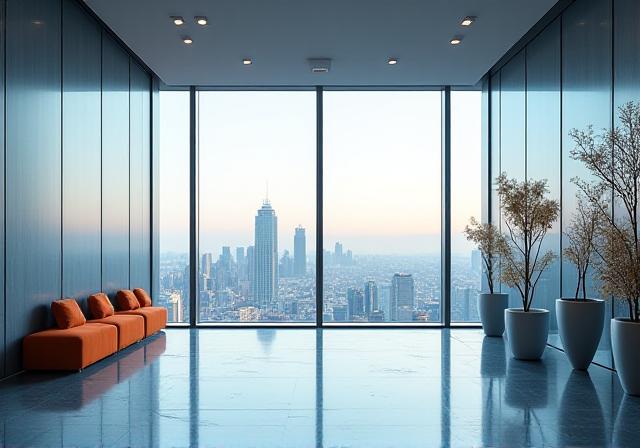 未来の働き方を象徴するモダンなオフィスイメージ